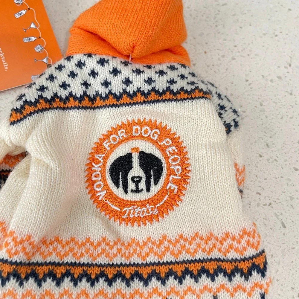 NEW Titos Handmade Vodka Bottle Sweater Hoodie‎ Fair Isle Vodka For Dog People